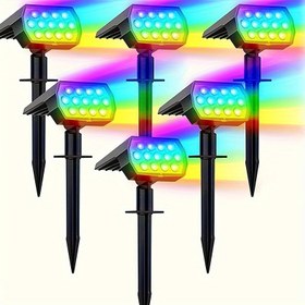 Resim 1/2/4/6 adet Güneş Çim Işığı, Su Geçirmez, RGB renk değiştiren 13LED'li dış mekan güneş spot ışığı, 7 aydınlatma modu, Noel için bahçe peyzaj ışığı, Duvar, Veranda, Bahçe ve Patio, Yolun Her İki Tarafı İçin Atmosfer Işıkları 