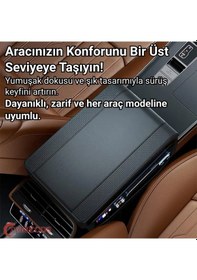 Resim Polham 2 Adet Yan Cepli Tüm Araçlarla Uyumlu Orta Kol Dayama Konsolu Yumuşak Deri Dokulu Premium Konsol 