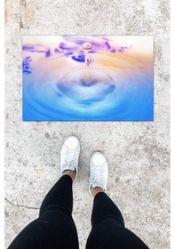 Resim Dijital Baskı Ebruli Damla Desen Kapı Önü Paspası K-1012 