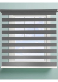 Resim Ithal Kalın Antrasit Zebra Stor Güneşlik Perde Etek Düz Alüminyum Kasa Metal Ayak 