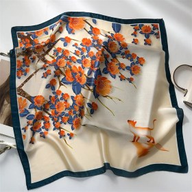 Resim Jump Rabbit Çizgili Eşarp Ipek Eşarp 70CM Küçük Kare Kafa Bandı Saç Türbanı Kravat Çanta (Yurt Dışından) 