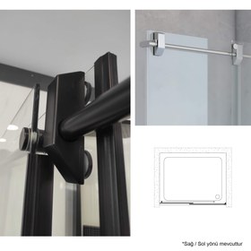 Resim Duvardan Duvara Duşakabin | Paslanmaz Sürgülü - 150-159cm / Siyah / Sürgülü 