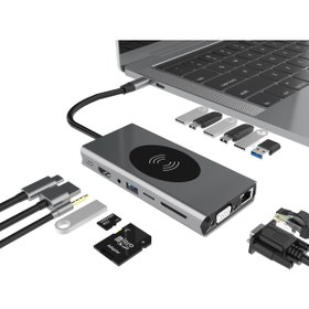 Resim m.tk moveteck Macbook Pro Air Usb Type-c Hub Dönüştürücü 15 In 1 Usb-c Hub Çevirici Çoklayıcı 1000m Rj45 Ethernet 