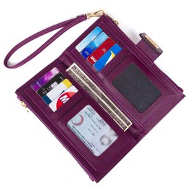 Resim Newish Polo Kadın Soft Doku Deri Kartlık ve Cüzdan new049 Mor 