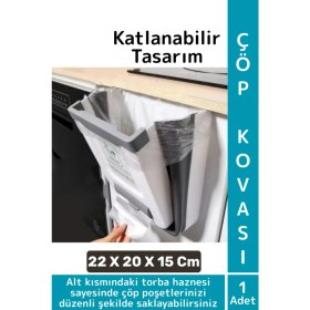 Resim Kompakt Montaj Gerektirmez Mutfak Banyo Ofis Kamp Karavan Torba Hazneli Katlanabilir Çöp Kovası 