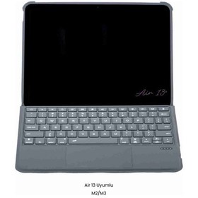 Resim Apple Uyumlu iPad Air 13 M2/m3 Ledli 360 Manyetik Standlı Touchpadli Katanya Klavyeli Tablet Kılıfı Klavyeli Kılıf 