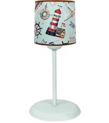 Resim ŞENAY AYDINLATMA Çocuk Odası Silindir Kumaş Abajur-turkuaz Denizci 