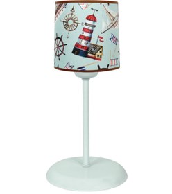 Resim ŞENAY AYDINLATMA Çocuk Odası Silindir Kumaş Abajur-turkuaz Denizci 