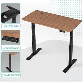 Resim Karr Office O-Flex O2S4 Duo Çift Motorlu Elektrikli Yükseklik Ayarlı Masa - 140X70 - Bambu/S Bambu 