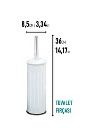 Resim Eforeca Vintage 4 Lü Çöp Kovası Banyo Seti Çizgili Beyaz 