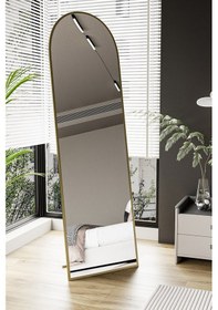 Resim Evdemo Pamir Gold Metal Çerçeveli Ayaklı Oval Boy Aynası 180x50 Cm Gold 