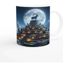 Resim Oğlak Burcu Baskılı Kahve Kupası - Ay Işığında Zodyak Bahçesi Vs3 
