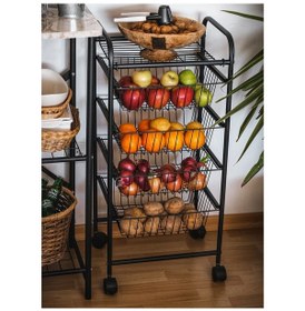 Resim Sebzelik Meyve Sebze Rafı Mutfak Rafı Tekerlekli Raf 5155 
