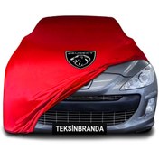 Resim ULTRASHOP Peugeot 308 Sw 1 (2007 - 2013) Kırmızı Kumaş Araba Branda Logolu Penye Oto Branda 