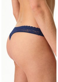 Resim Penti Lacivert Easy Lace Dantel V Model Tanga Külot 