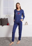 Resim C City Pamuklu Kedi Desenli Pijama Takım 0042710451 I?ndigo 