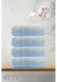 Resim 4'lü Greek Mavi Banyo Havlusu - 70x140 Cm, 490 Gr, %100pamuk, Spa Ve Otel Havlusu Mavi 