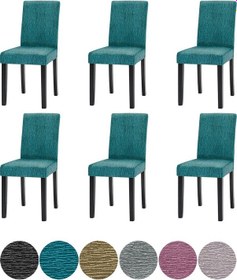 Resim Upmall Jakarli Sandalye Örtüsü, Kılıfı Çubuk Desen Mint 6 Adet 