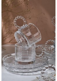 Resim Ringo Line 6'lı Şeffaf Boncuk Kulplu Kahve Fincanı 