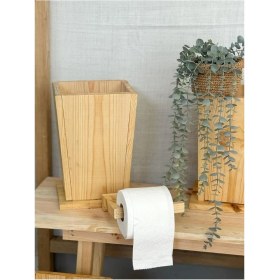 Resim Ahşap Krem Çöp Kutusu, Şık ve Doğal Tasarım 
