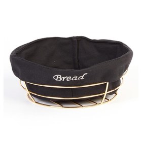 Resim Biradlı HW-179A Bezli Yuvarlak Ekmek Sepeti, 23x23x8.5 cm, Altın 