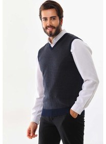 Resim Pelikan Erkek V Yaka Desenli Yün Süveter 4p17 Lacivert 