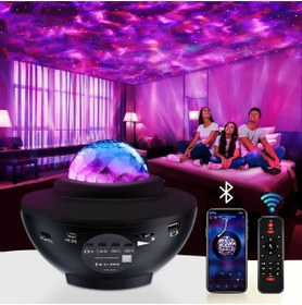 Resim TechTic Starry Projektör Yıldız Gece Lambası Disko Topu Bluetooth USB Hoparlör Çocuk Odası Hediye 