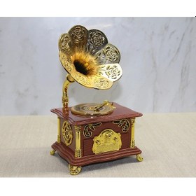 Resim Gramafon Müzik Kutusu Kahverengi Spr3789 