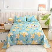 Resim 1 Adet Çiçekli Yatak Örtüsü - Yumuşak Açık Bej, %100 Polyester, Makinede Yıkanabilir Pembe & Mavi Çiçek Desenli Tasarım, Yatak Odası, Koltuk, Dış Mekan, Otel için Rustik Ev Dekoru 