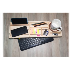 Resim Doğal ahşap Ofis Masası organizer Çalışma Masası Düzenleyici 