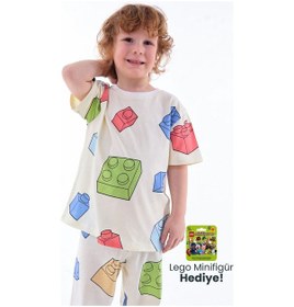 Resim Zuzunga Renk Blokları Desenli Çocuk Pijama Takımı Minifigür Renklı 