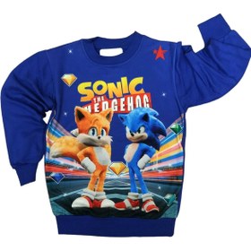 Resim DBK Store Unisex Çocuk Sonic Digital Baskılı 0 Yaka 2 İplik Sweatshirt 