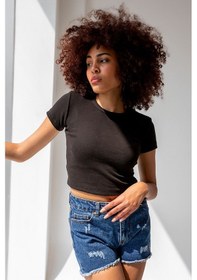Resim Fitilli Bisiklet Yaka Basic Siyah Tshirt Siyah 