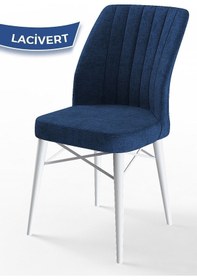 Resim Canisa Flex Serisi, Üst Kalite Mutfak Sandalyesi, Lacivert Sandalye, Gürgen Beyaz Ahşap Ayak Sandalye Lacivert Ayaklar Beyaz 