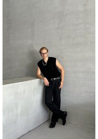 Resim Erkek V Yaka Oversize Süveter Siyah 