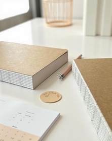 Resim Fark Tanıtım Özel Tasarım Kraft Kapaklı A5 Çizgili Defter - 180 Derece Açılabilir, Sırtı Dikişli,%100 El İşçiliği, Ofis İçin İdeal, Planlayıcı (Çizgili) 