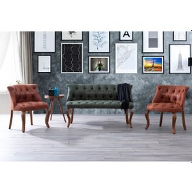 Resim Mobilyabazari Tual Çay Seti Koltuk Takımı, Nubuk -Jery Kumaş, 2+1+1 