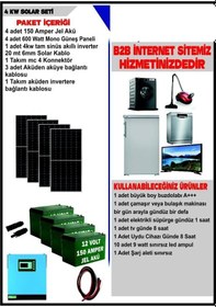 Resim Bolsat Solar 4 Kw Set- 2400watt Panel - 600 Amper Jel Akü - 4000 Watt Akıllı Tam Sinüs İnverter 