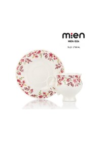 Resim Mien 100 Ml Çiçekli 2 Li Porselen Fincan Takımı Beyaz 