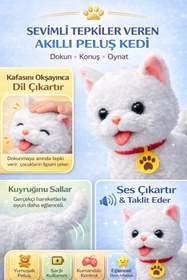Resim YILDIRIM OYUNCAK Şarjlı Kumandalı İnteraktif Peluş Kedi | Ses Taklit Eden Yürüyen Kuyruğunu Sallayan ve Dil Çıkaran 