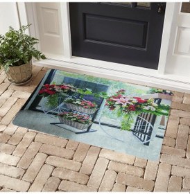 Resim Bisikler Ve Çiçekler Baskılı Kaliteli Kauçuk Kapı Önü Paspası 