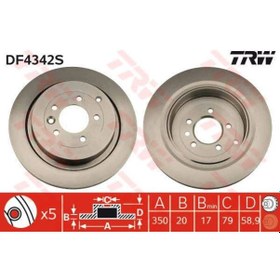 Resim Trw DF4342S Fren Diski Arka Range Rover Sport 05-13 Discovery Iv 10- Havalı 350MM 