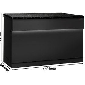Resim Kasa Bankosu TORONTO - 1500mm - Siyah Ön Panel - Siyah Granit Çalışma Tezgahı 