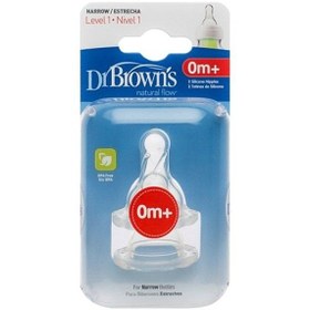 Resim Dr Browns 1. Seviye Dar Ağız Silikon Biberon Emziği İkili 0m+ STD - STD / STD 