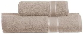 Resim %100 Pamuk 2 Parça Kadın/Erkek Banyo Duş Hamam Havlu Seti 90x150 Cm (Bej) 