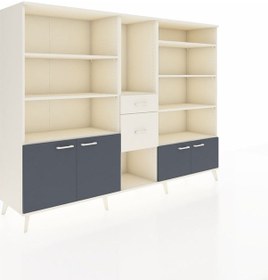 Resim Hyperion Dolap 10 Raflı 2 Çekmeceli 4 Kapaklı 220x44x163 Aytaşı-a Aytaşı-antrasit/aytaşı 