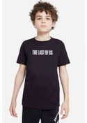 Resim The Last Of Us Logo Baskılı Unisex Çocuk Siyah T-Shirt 