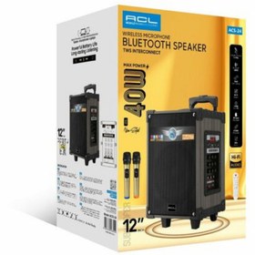 Resim ACL ACS-24 40W 12 İNC HOPARLÖRLÜ ÇİFT MİKROFONLU KUMANDALI BLUETOOTH HOPARLÖR 