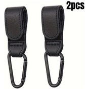 Resim Elmpaly Siyah 2'li Paket Pu Deri Bebek Arabası Askısı, Taşınabilir Çanta Askılığı Diğer 