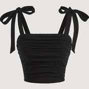 Resim Yaz için Tatlı Kolsuz Tank Top, Kadın Giyim, Düz Kare Yaka Kırpılmış Tank Top 